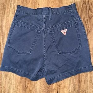 Vintage 90s Guess Women Navy Blue High Wasted Shorts Red Triangle  Size 27 Retro